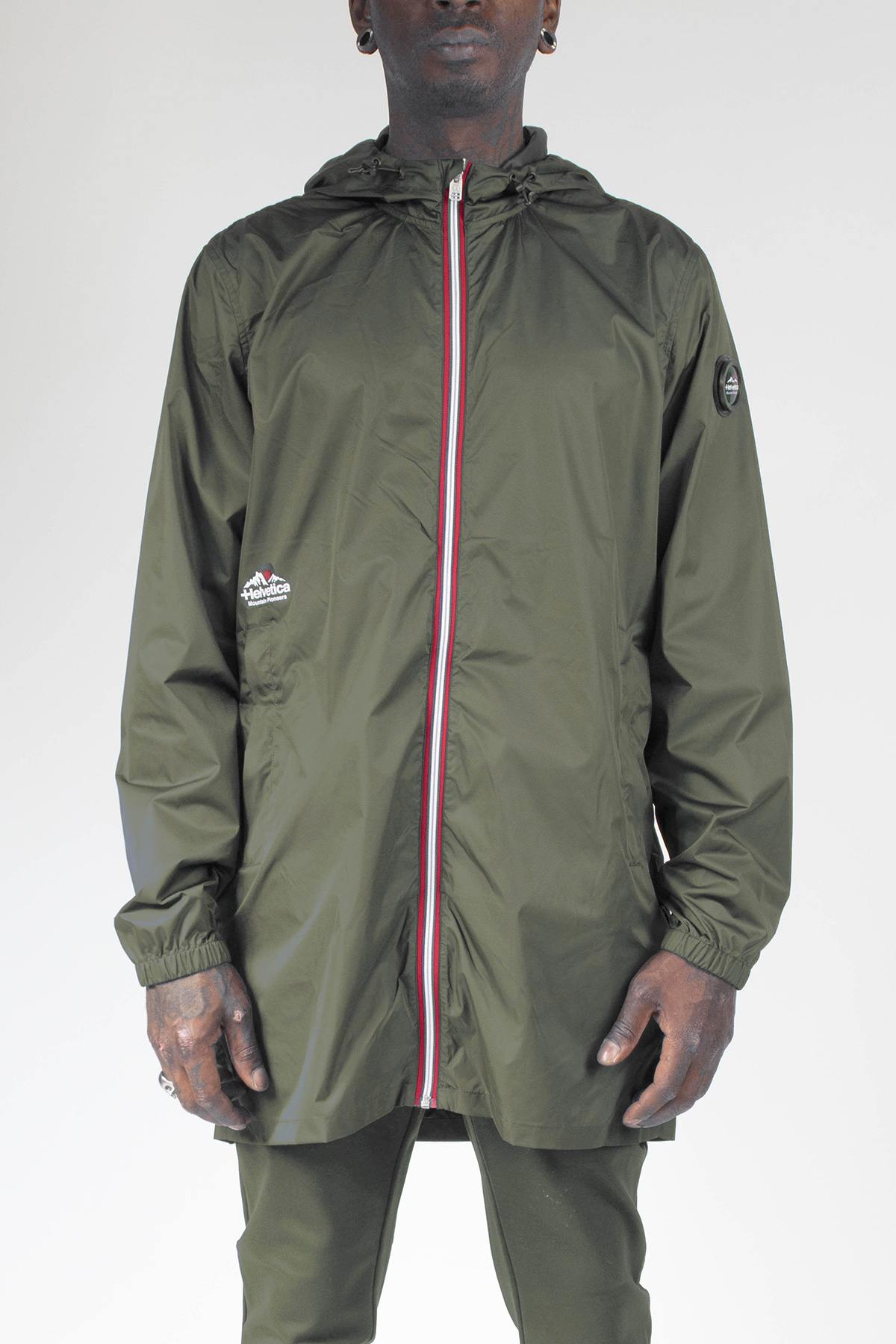 Long khaki windbreaker jacket - Image n°1