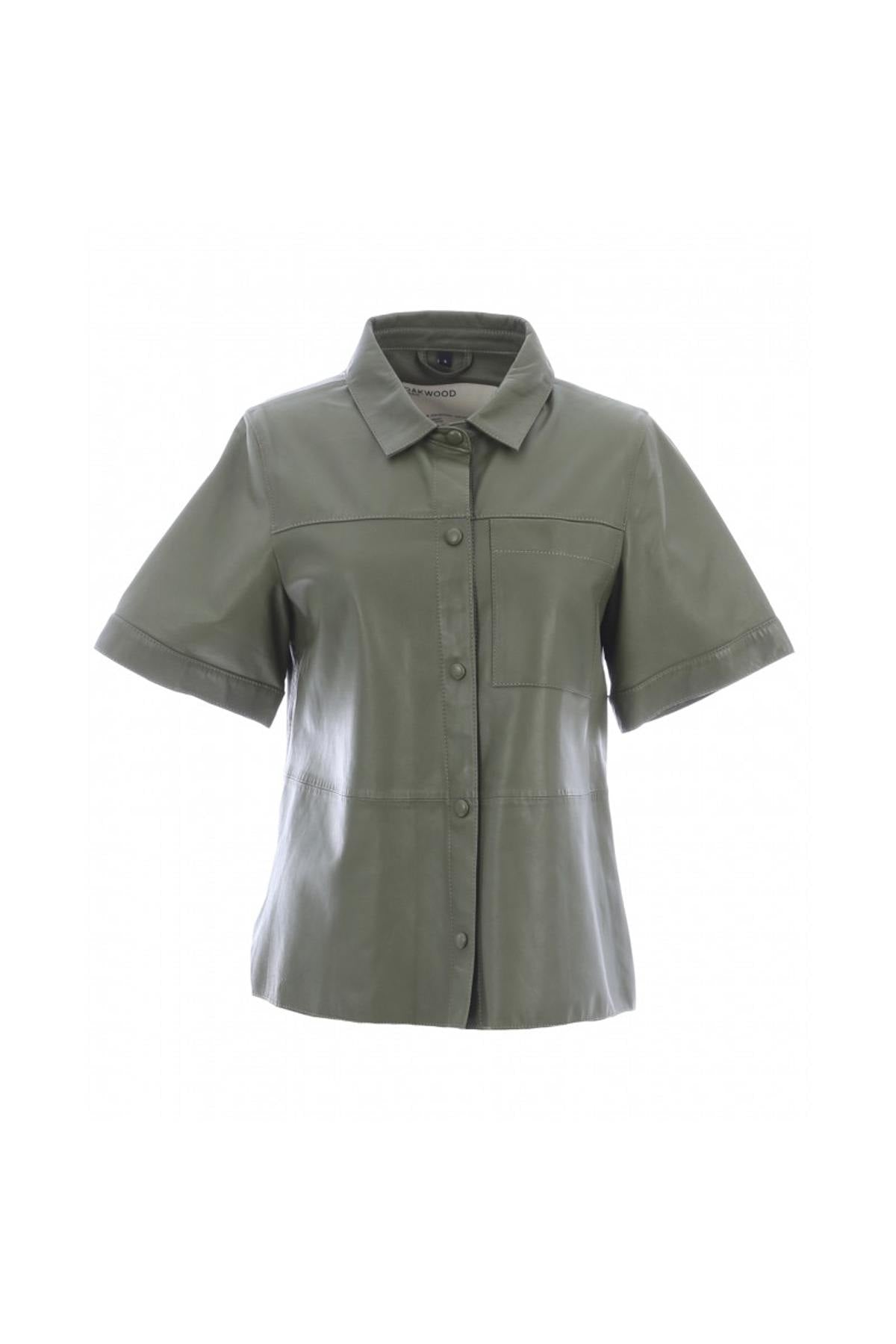 Loose khaki leather shirt - Image n°4