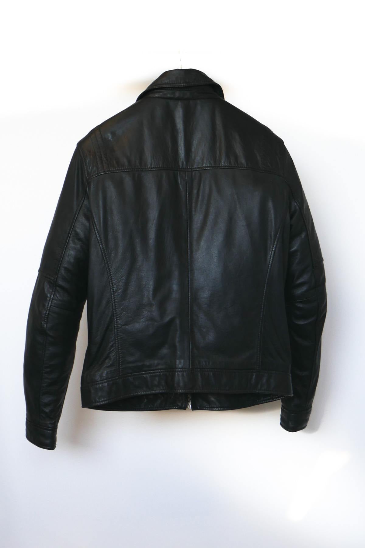 Men's sheepskin leather jacket with shirt collar - Image n°2