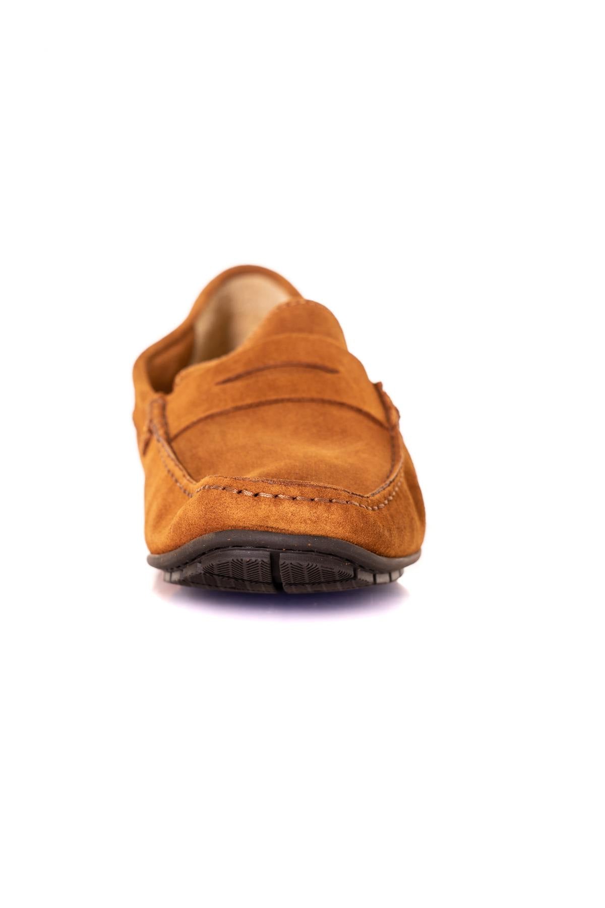 Brown suede leather moccasin - Image n°9