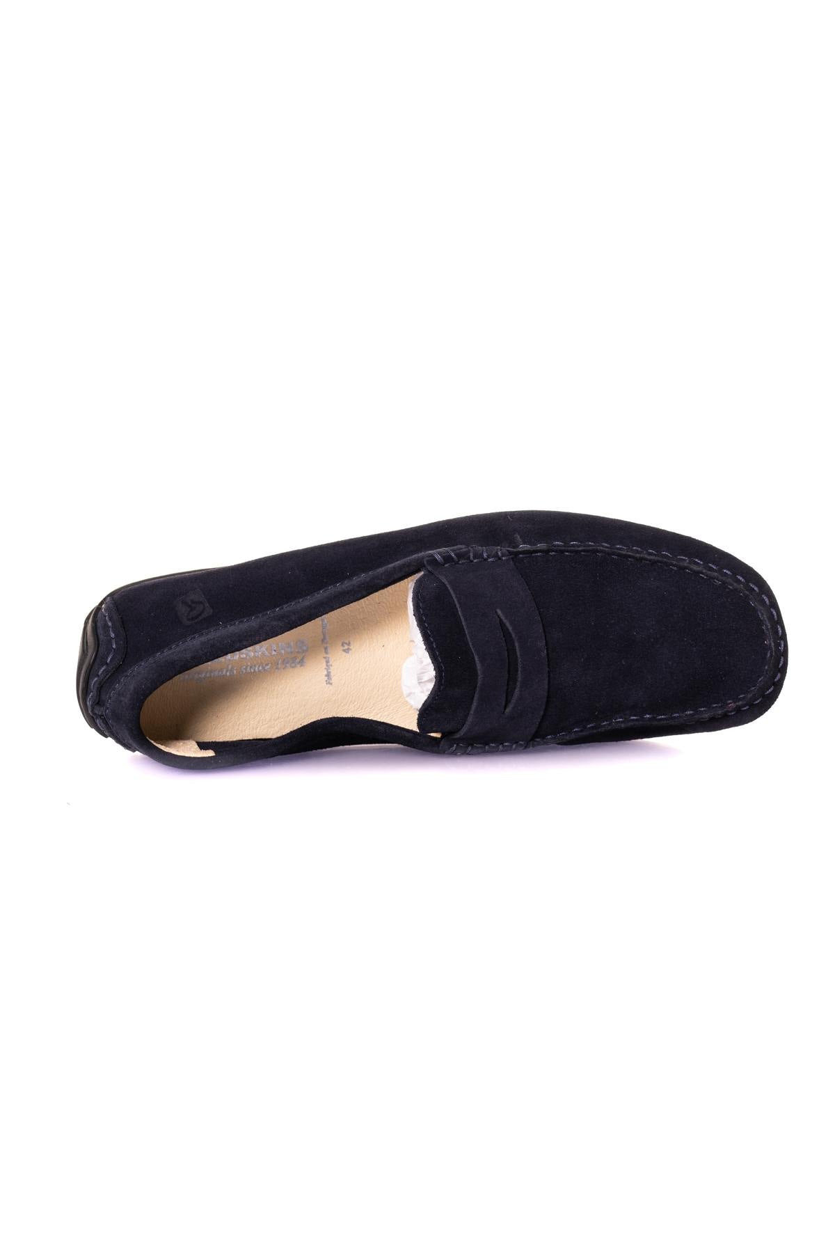 Navy blue suede leather moccasin - Image n°9