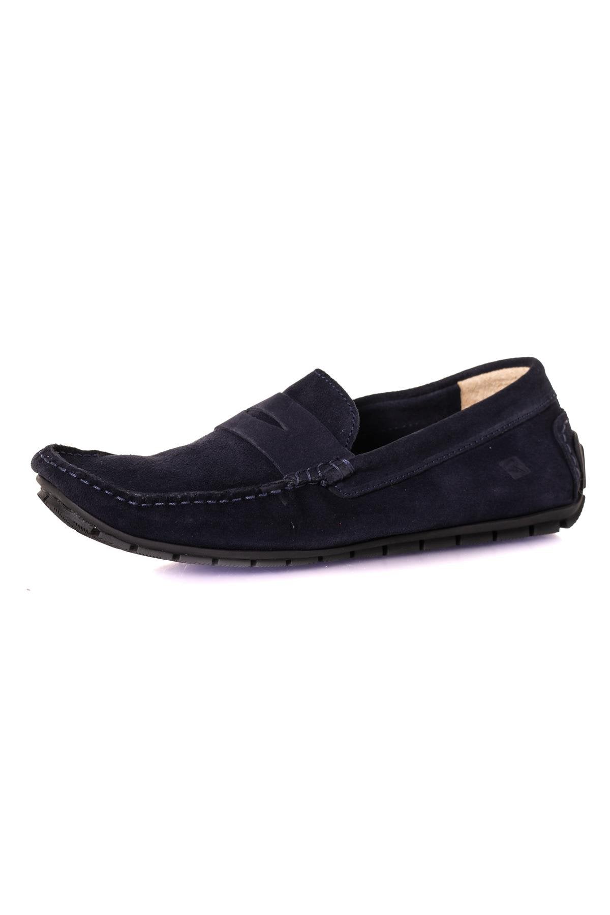 Navy blue suede leather moccasin - Image n°12