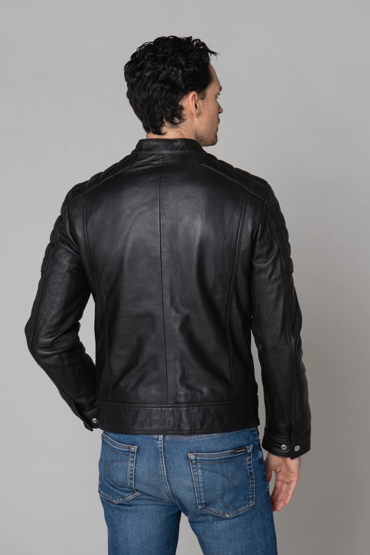 Men's biker-style leather jacket - Image n°17