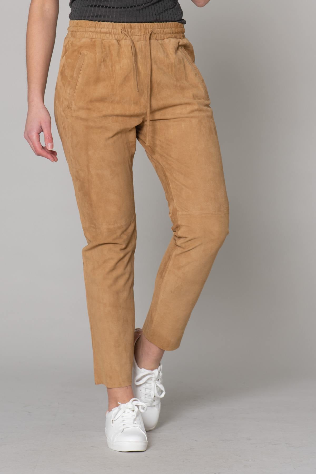 Light brown suede leather pants - Image n°11