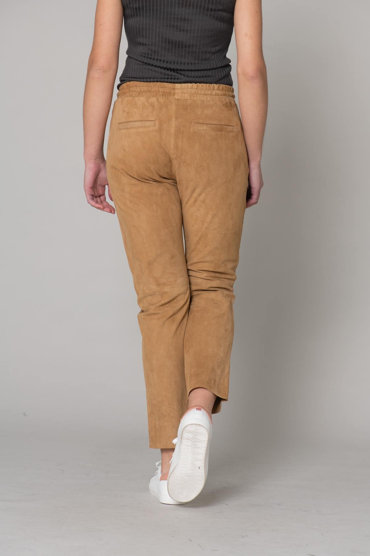 Light brown suede leather pants - Image n°9