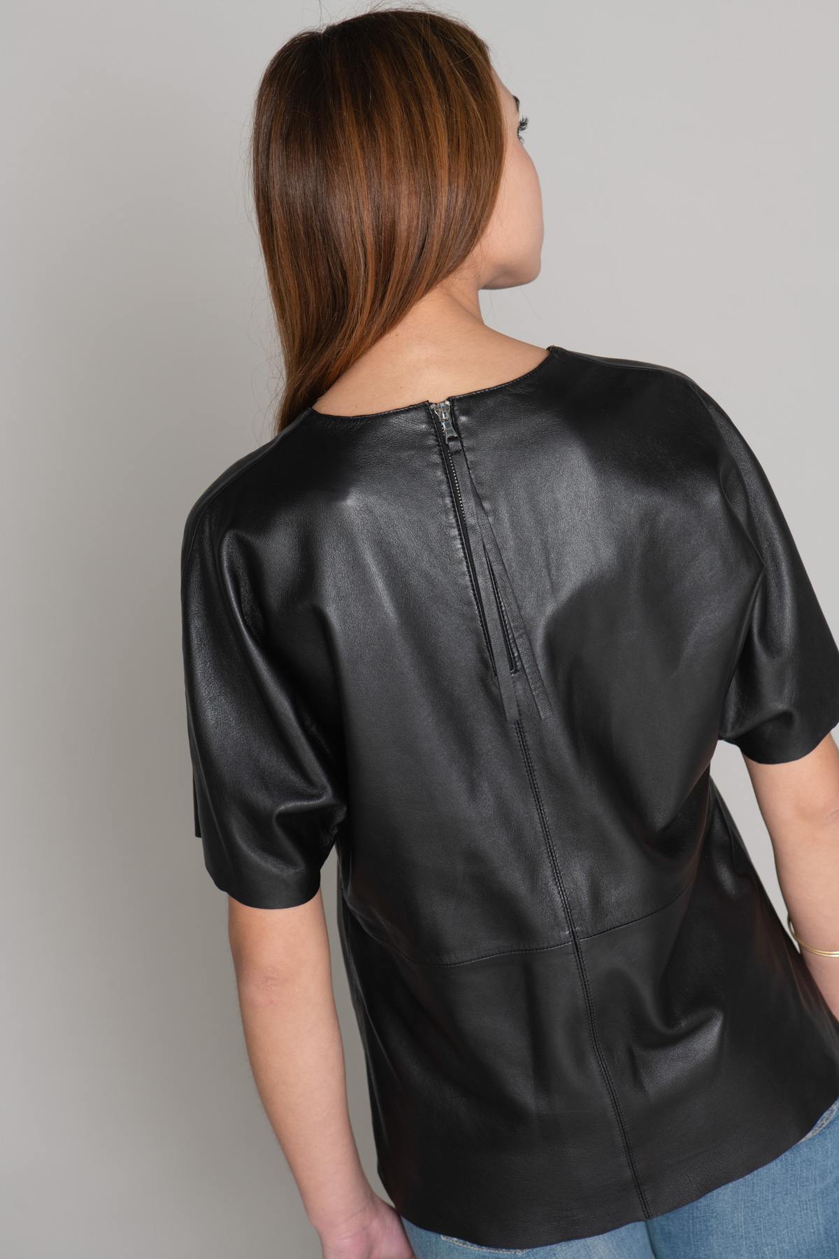 Black leather blouse - Image n°11