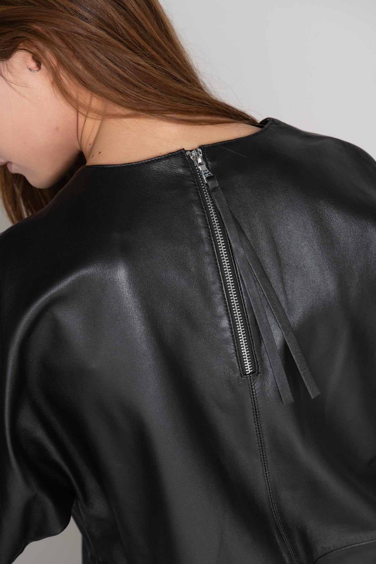 Black leather blouse - Image n°12