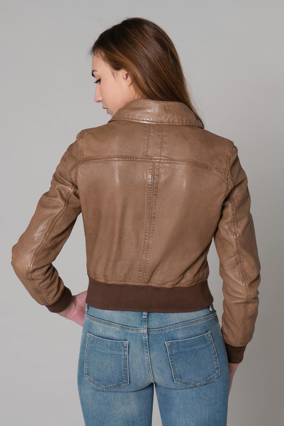 Women's cognac aviator style jacket - Image n°15