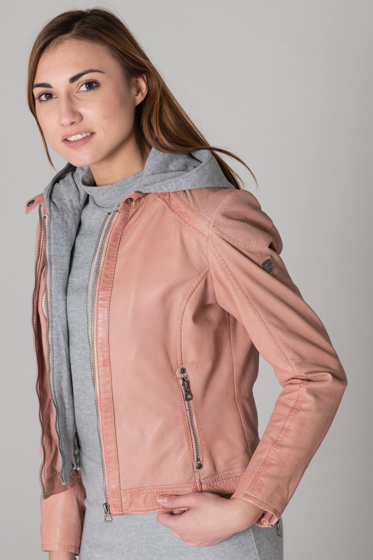 Pastel pink leather jacket - Image n°16