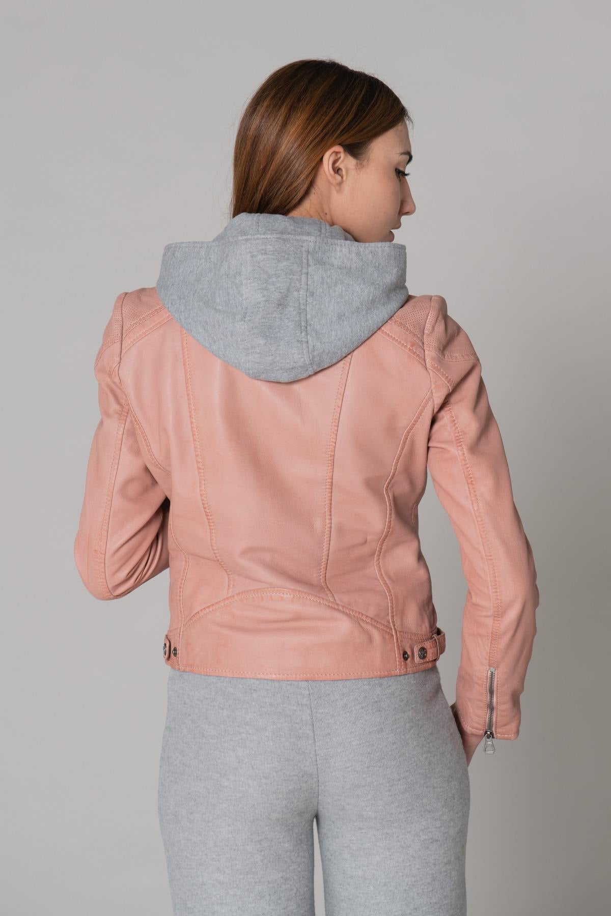 Pastel pink leather jacket - Image n°15