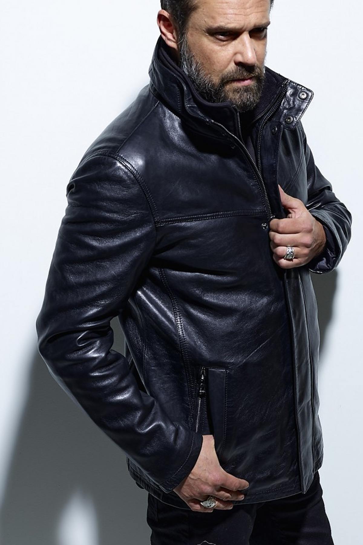 Long black lambskin jacket - Image n°6