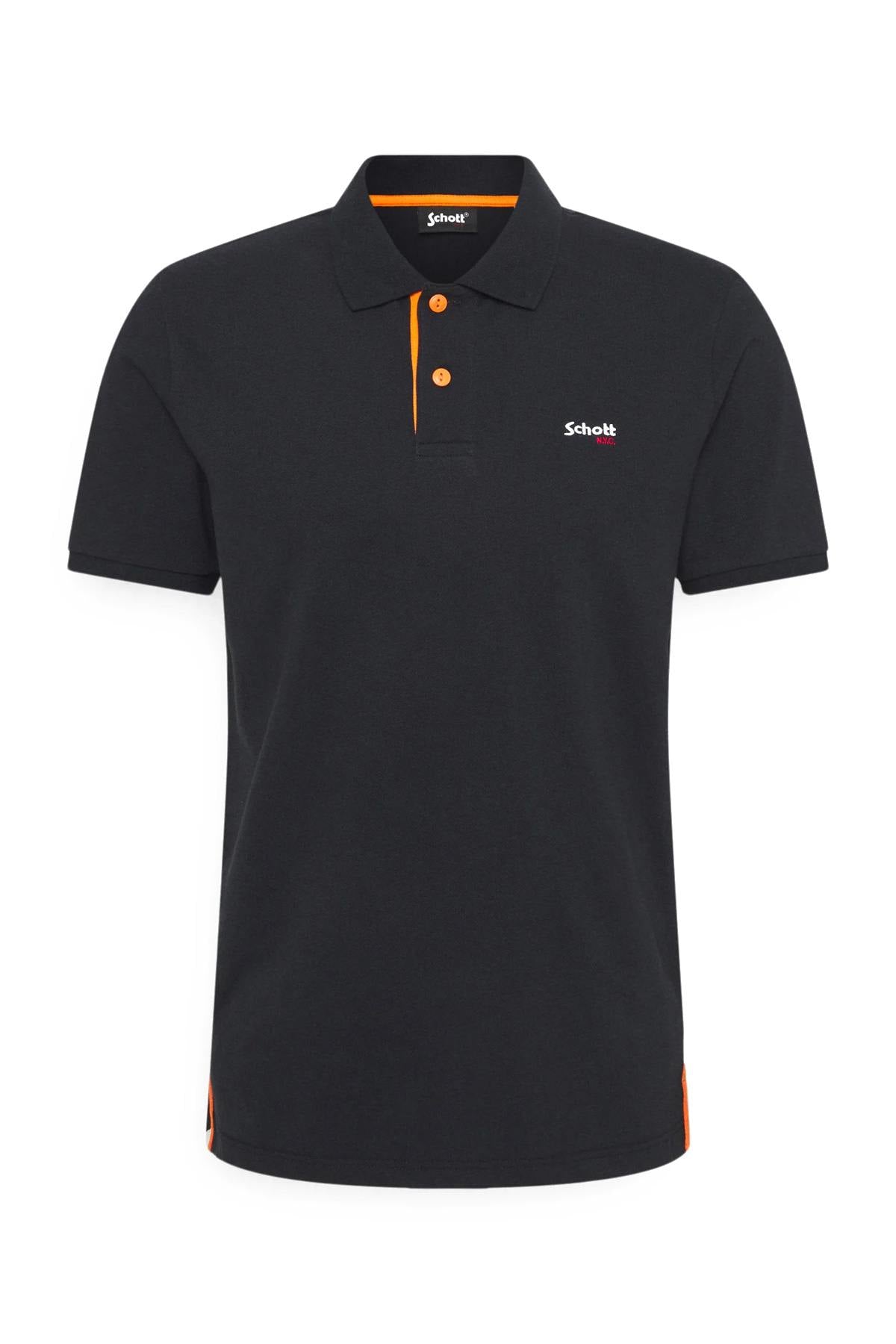 Orange navy blue polo shirt - Image n°3