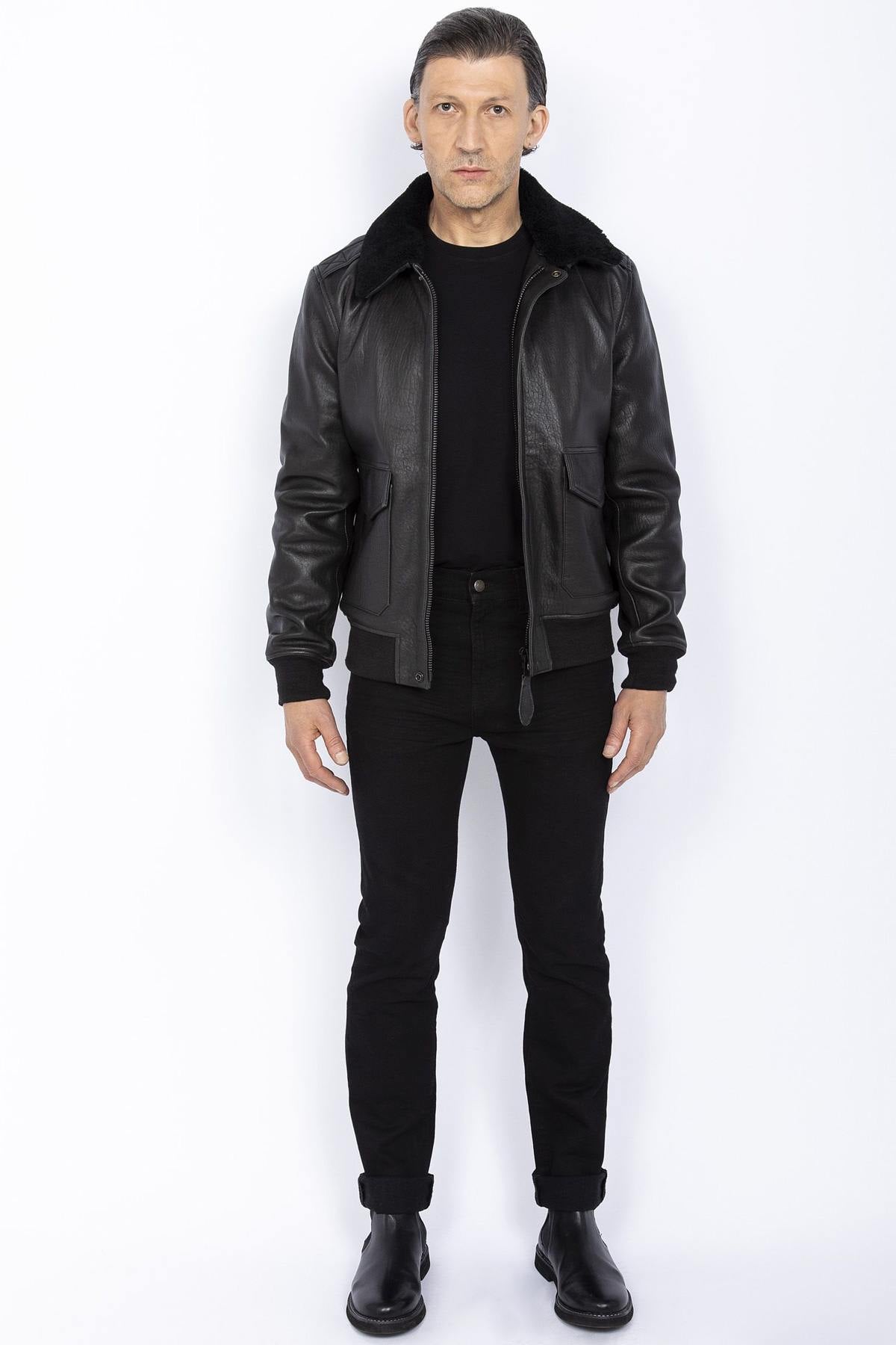 Flight Jacket in black patinated leather - Image n°7