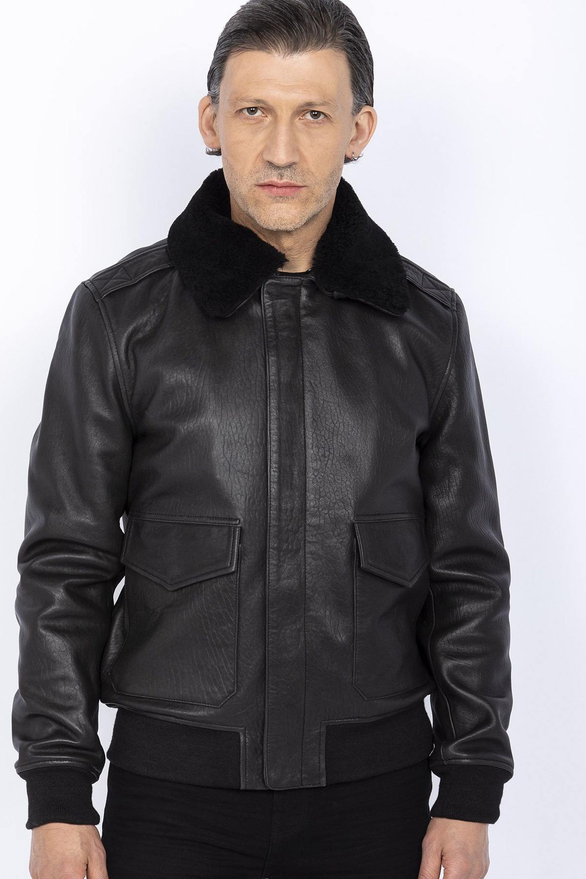 Flight Jacket in black patinated leather - Image n°6