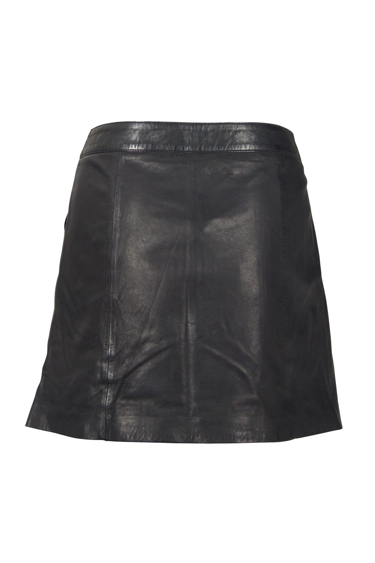 Black leather mini skirt - Image n°8