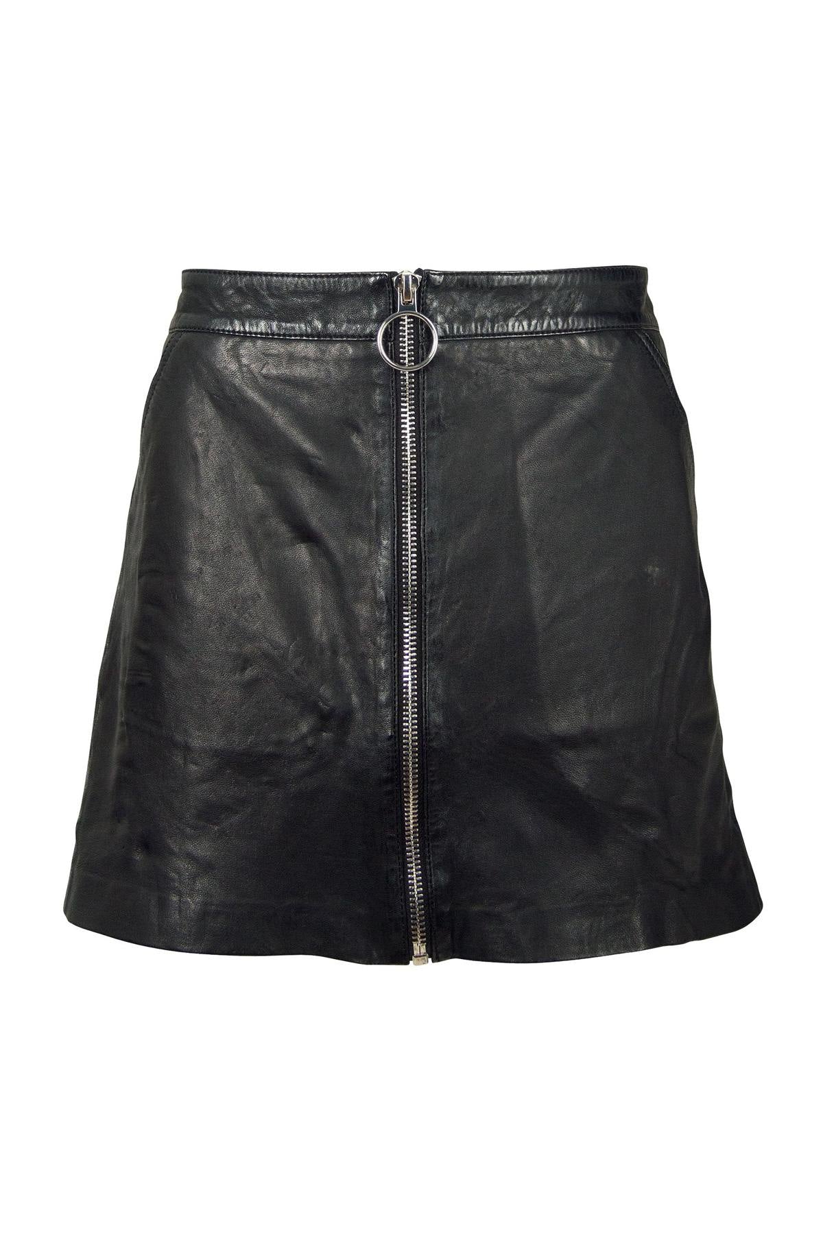 Black leather mini skirt - Image n°7