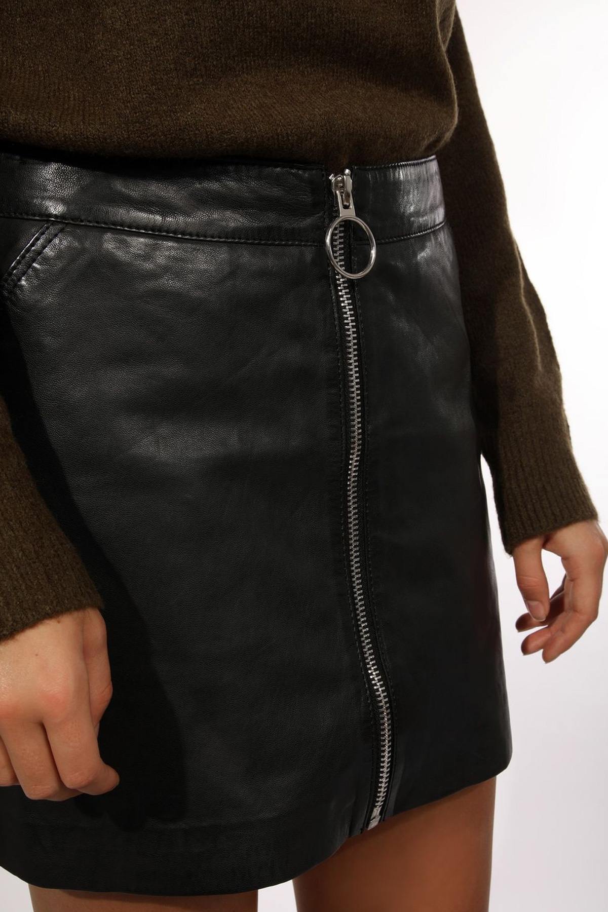 Black leather mini skirt - Image n°5