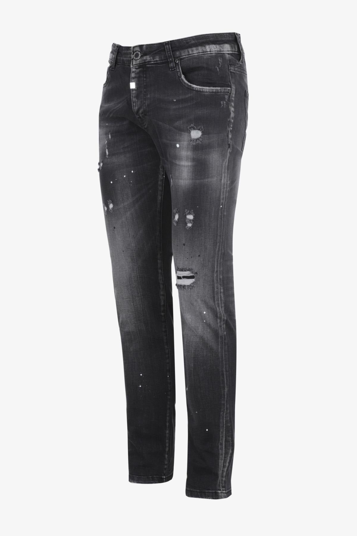 Washed black jeans with destroyed finish - Image n°20