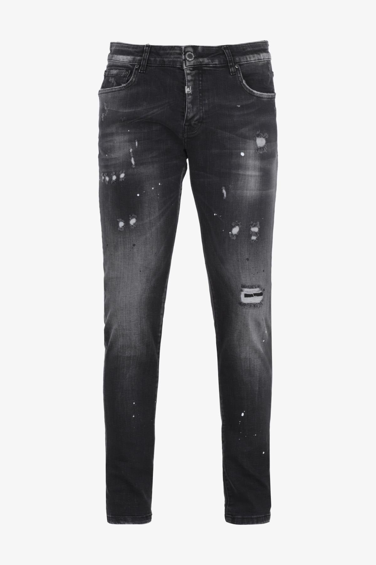 Washed black jeans with destroyed finish - Image n°19