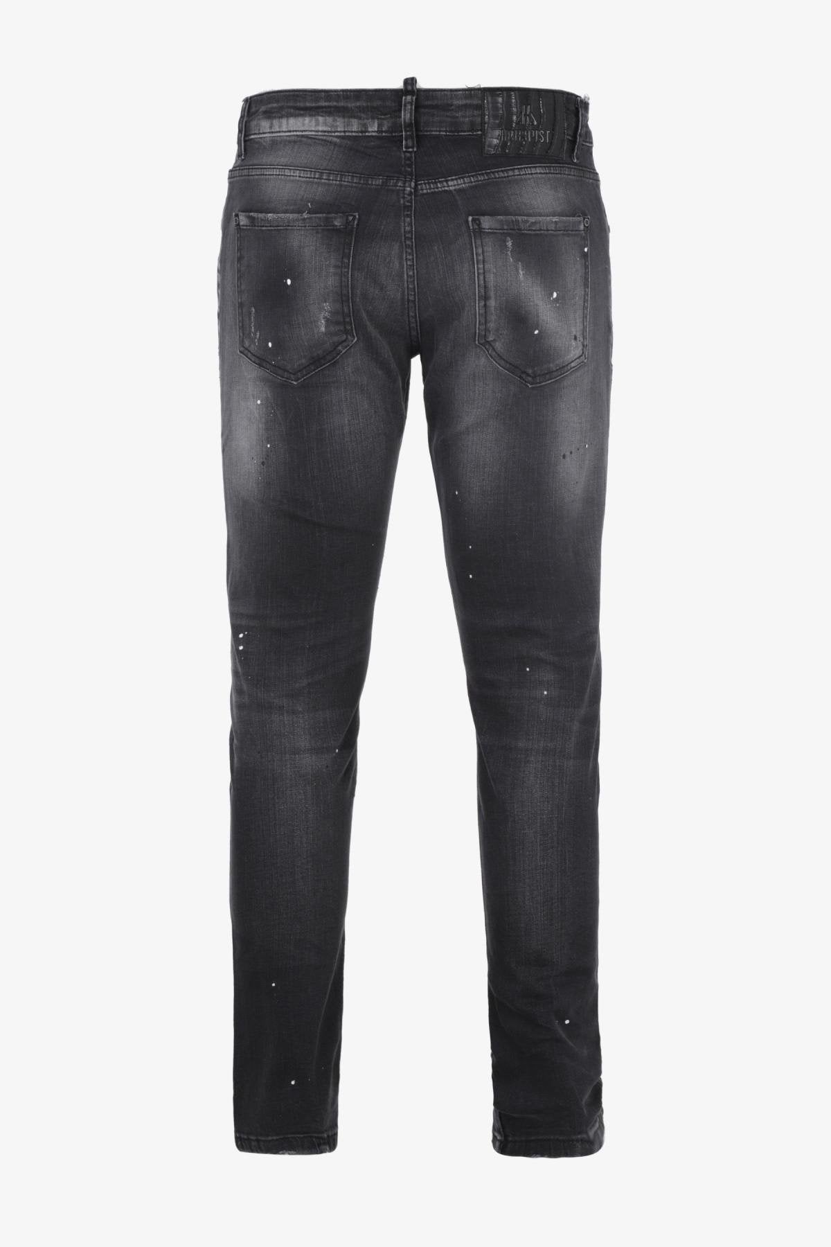 Washed black jeans with destroyed finish - Image n°21