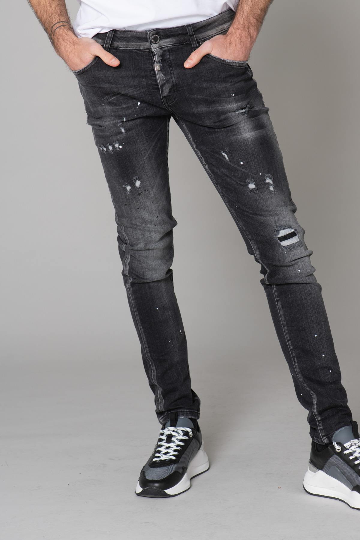 Washed black jeans with destroyed finish - Image n°17