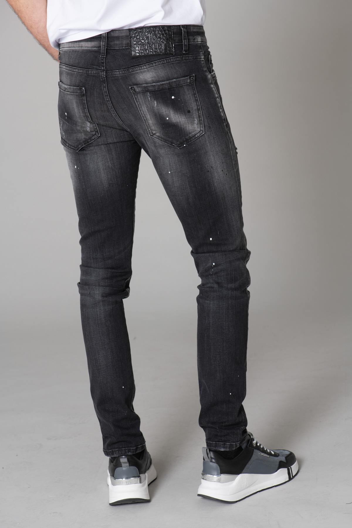 Washed black jeans with destroyed finish - Image n°18