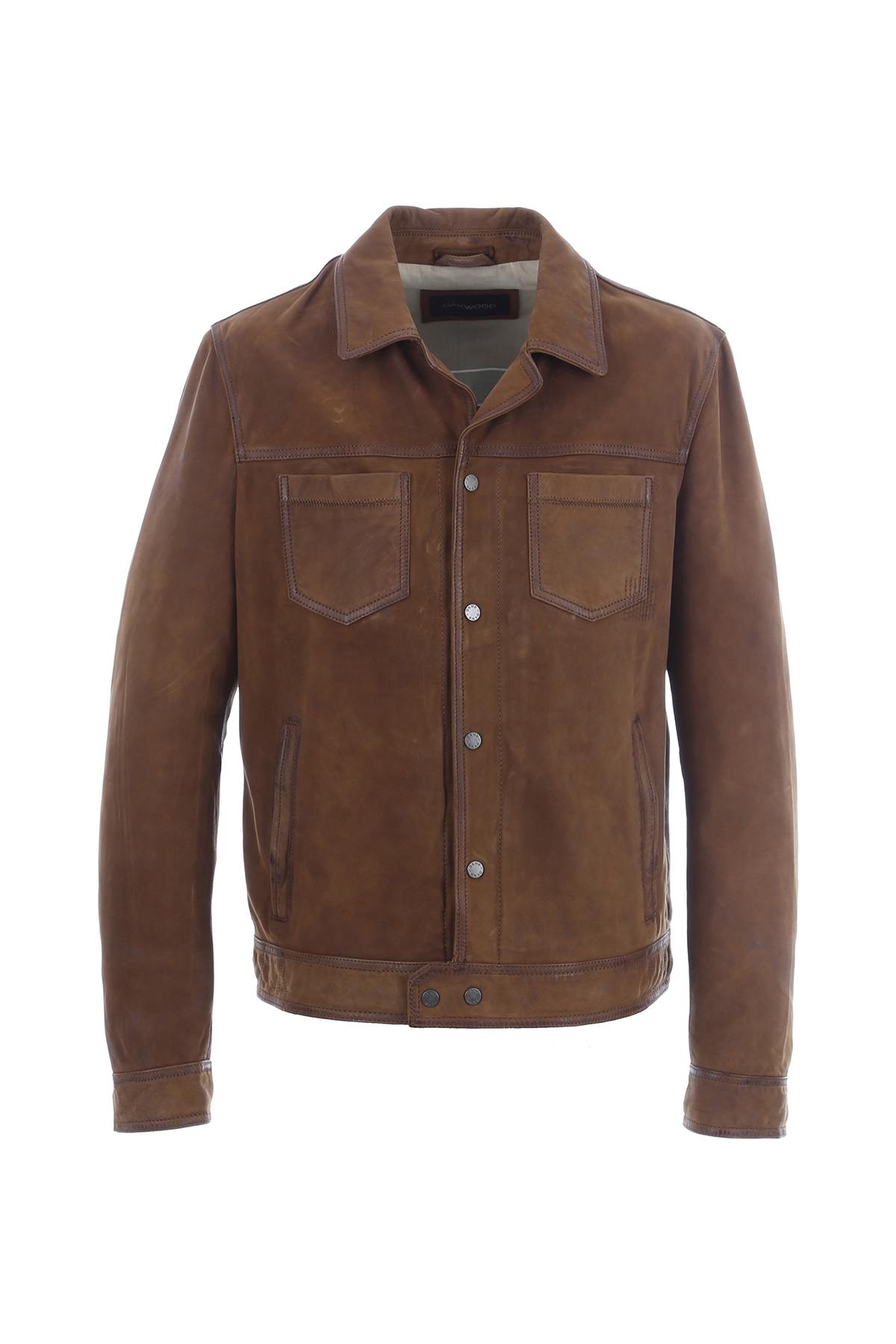 Whiskey brown suede leather jacket - Image n°18