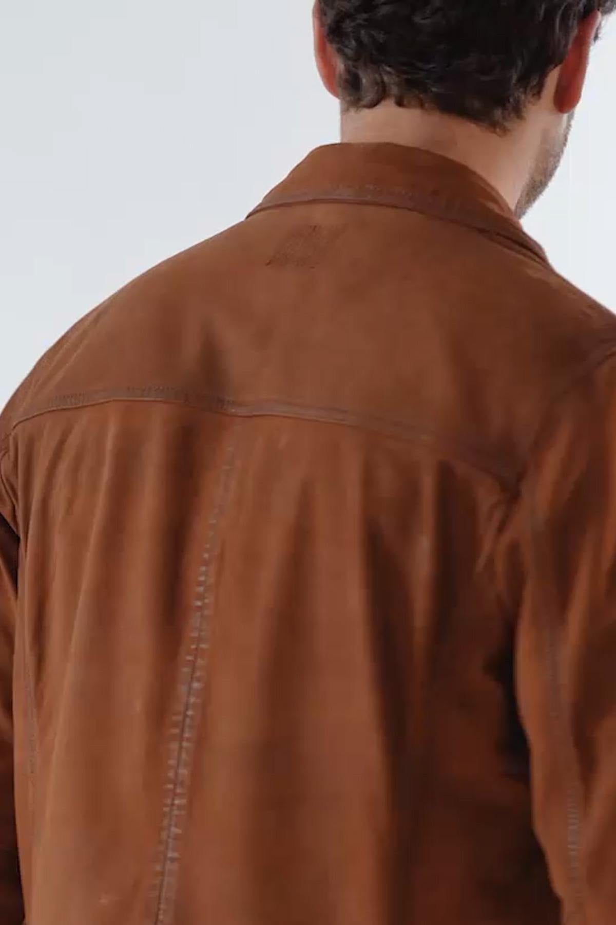 Whiskey brown suede leather jacket - Image n°13