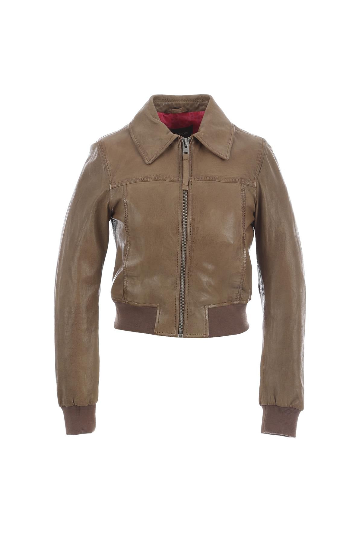 Women's cognac aviator style jacket - Image n°19