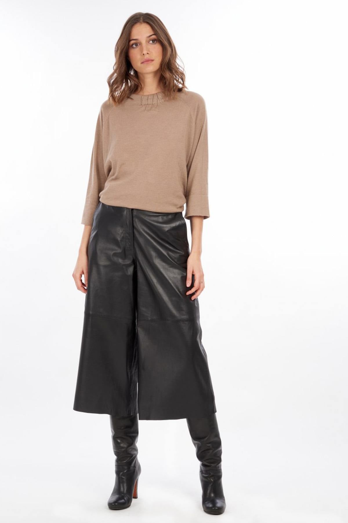 70's culotte style wide leather pants - Image n°2