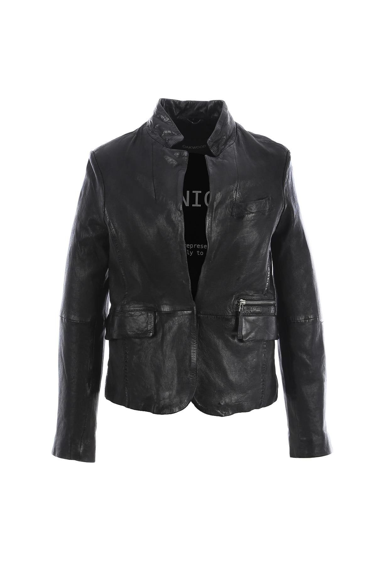 Women's blazer jacket in black sheepskin leather - Image n°17