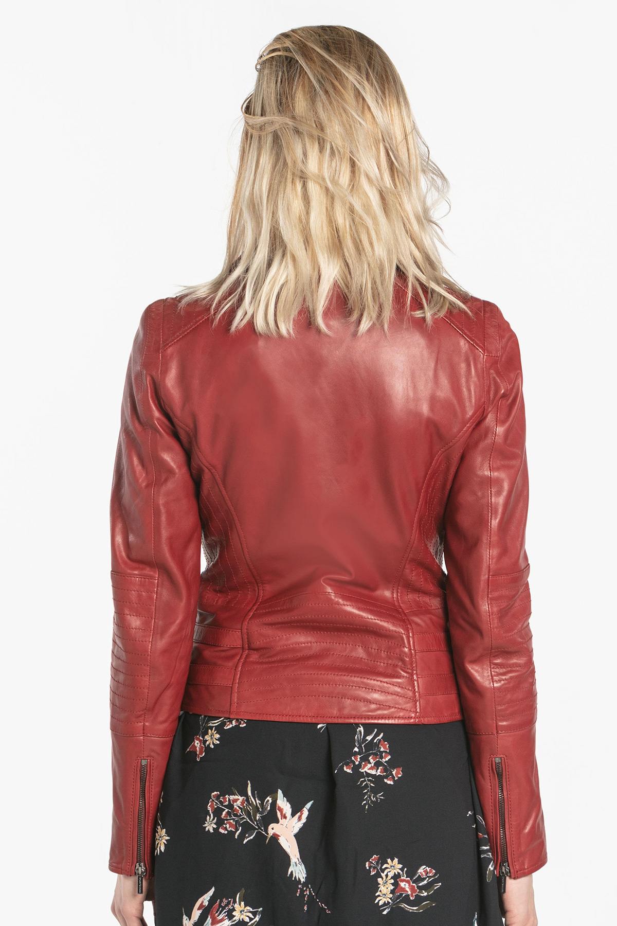 Women's red leather perfecto - Image n°3