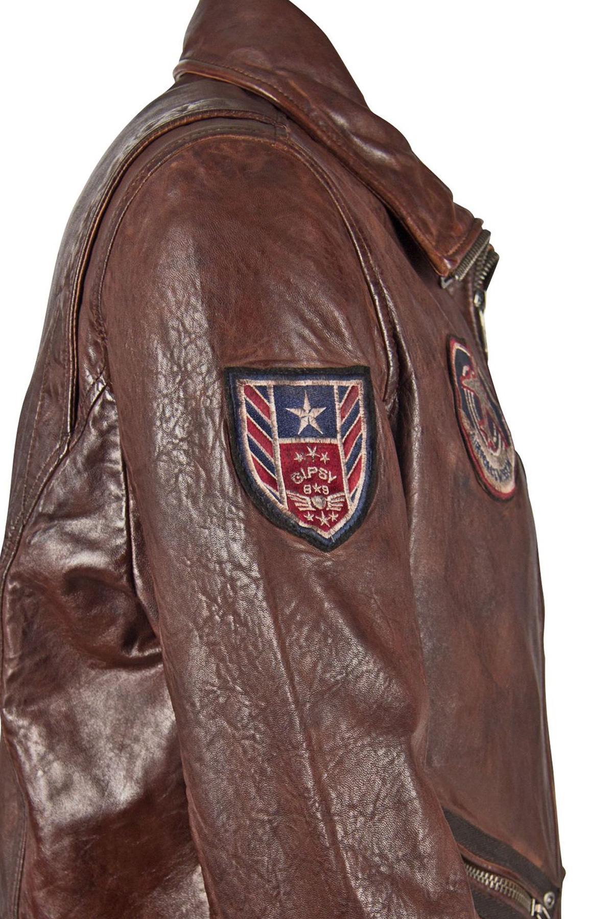 Brown leather pilot jacket - Image n°2