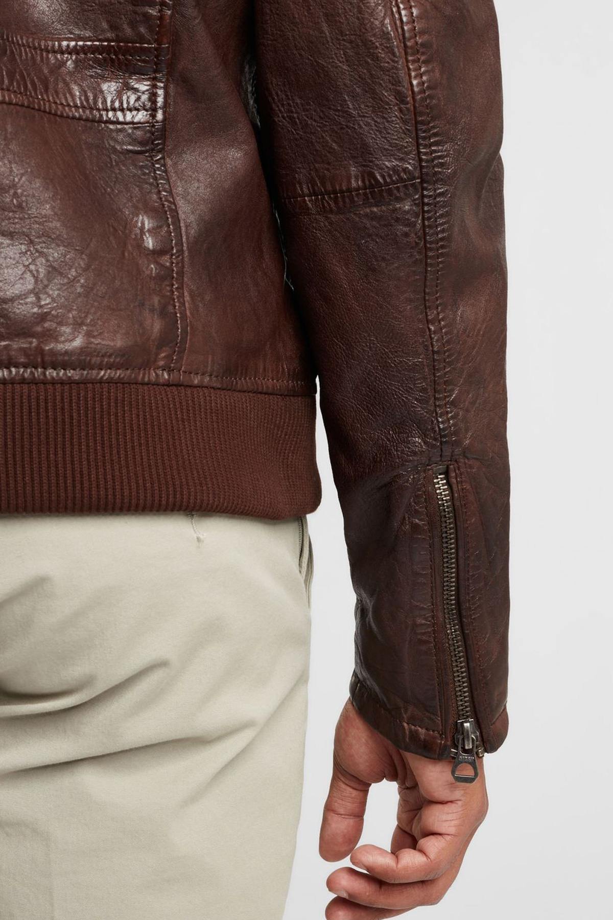 Brown leather pilot jacket - Image n°6