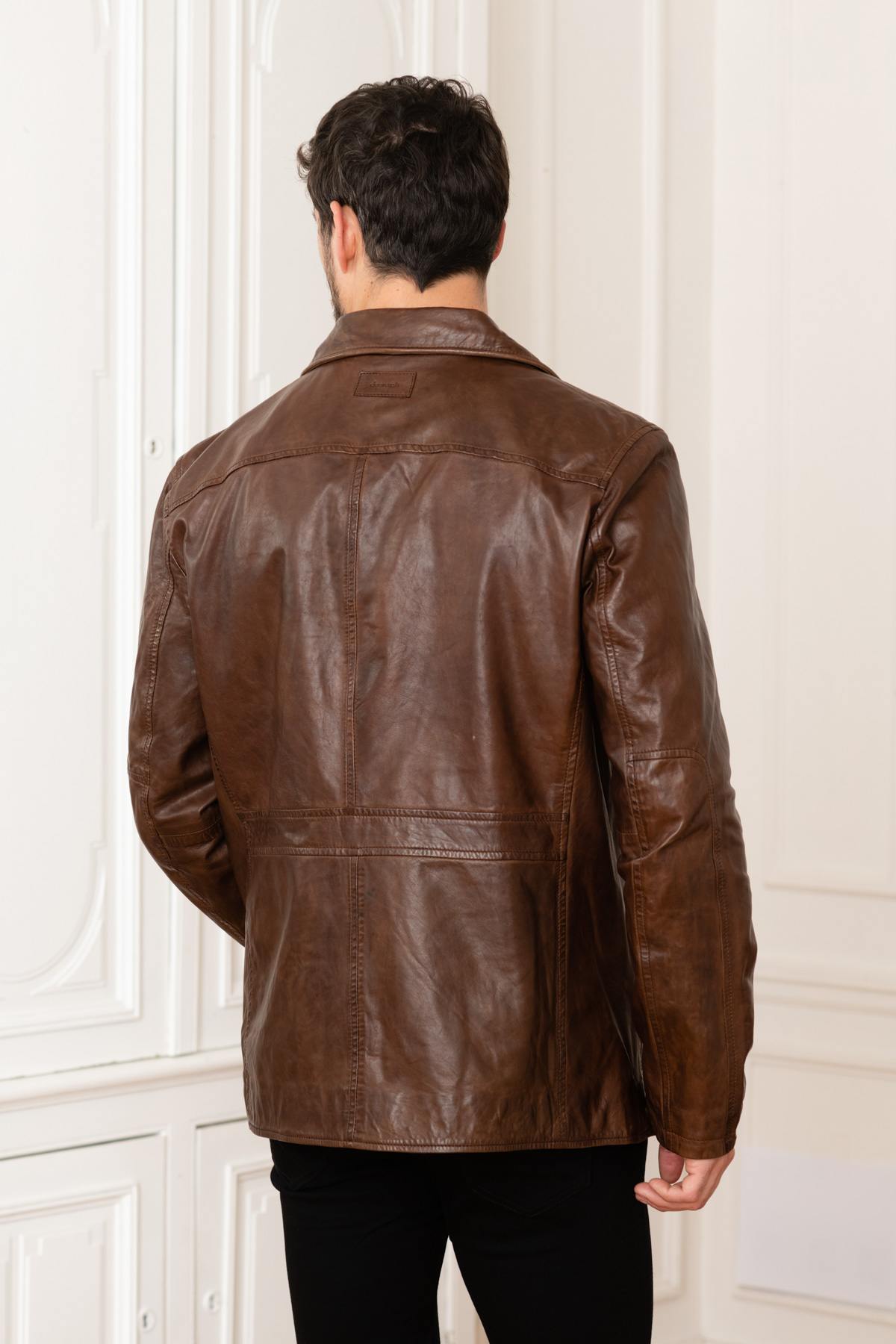 Brown leather jacket - Image n°6