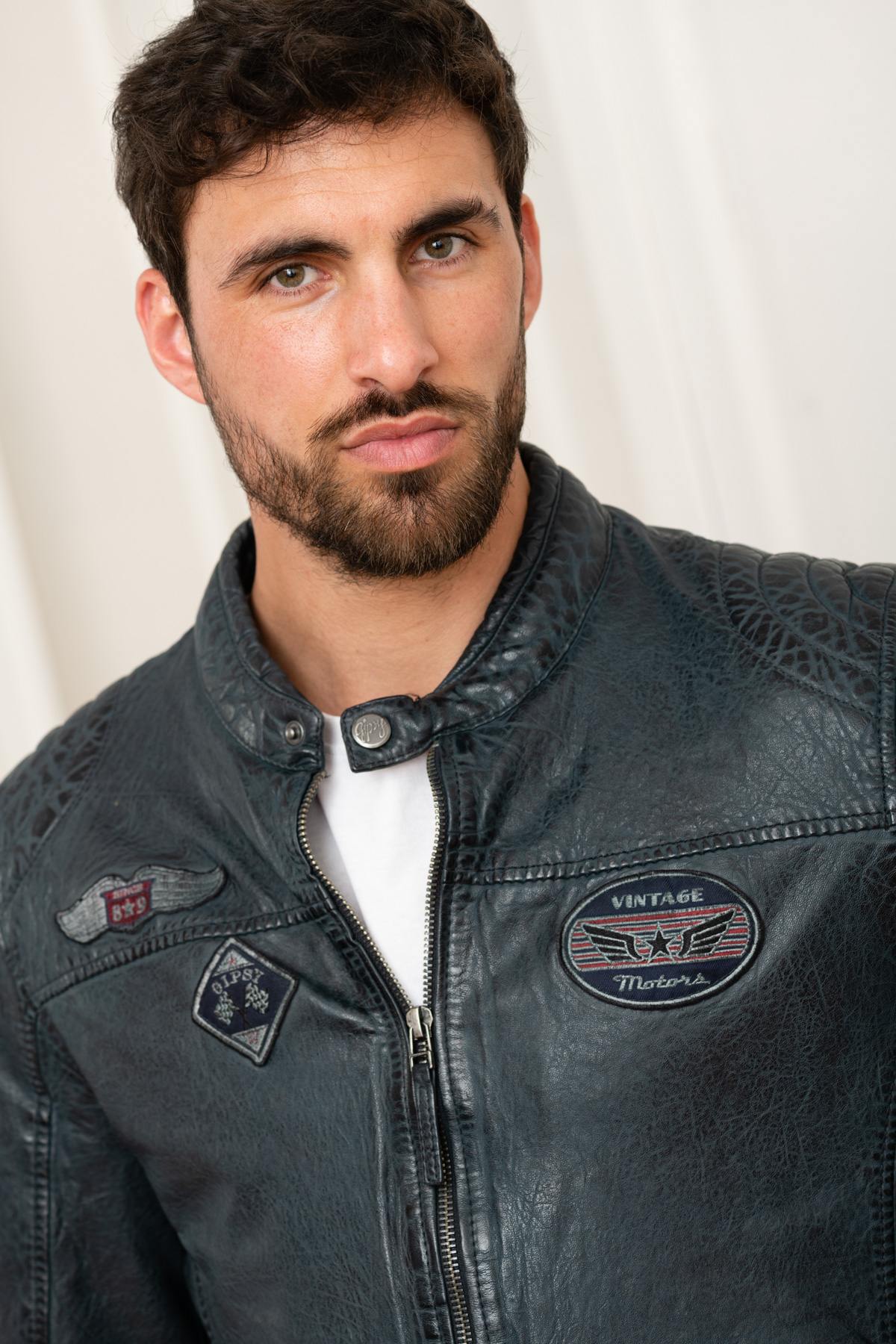 Biker style jacket with patches - Image n°8