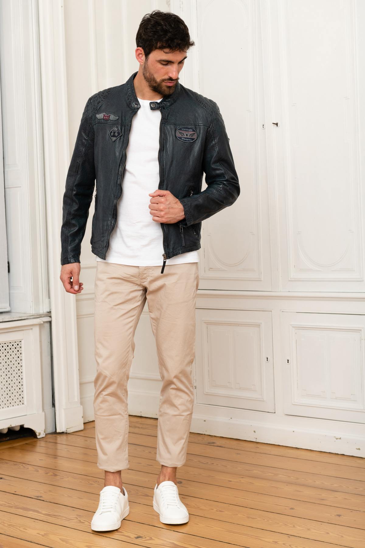 Biker style jacket with patches - Image n°2