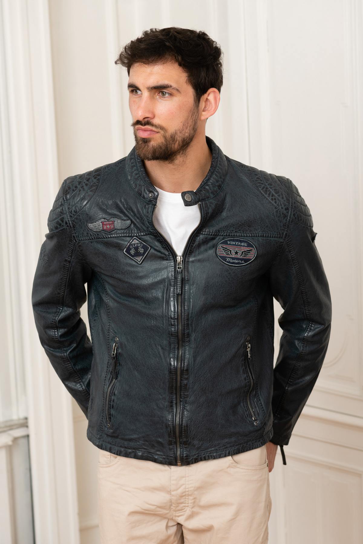 Biker style jacket with patches - Image n°4