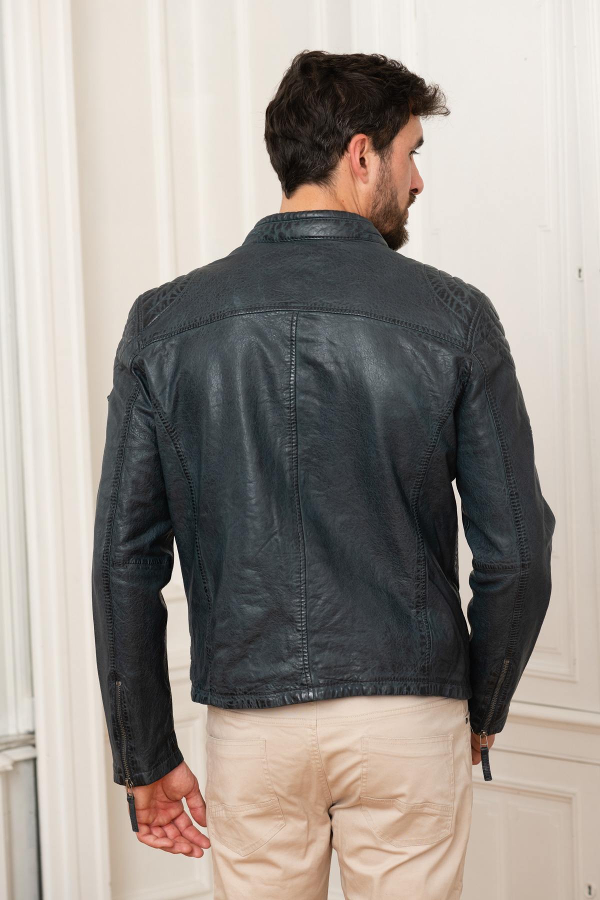 Biker style jacket with patches - Image n°6