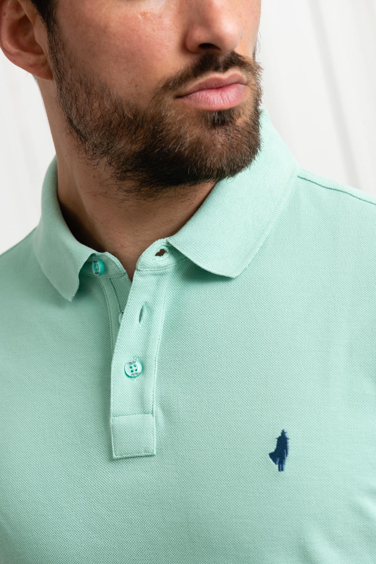 Pastel green men's polo shirt - Image n°3