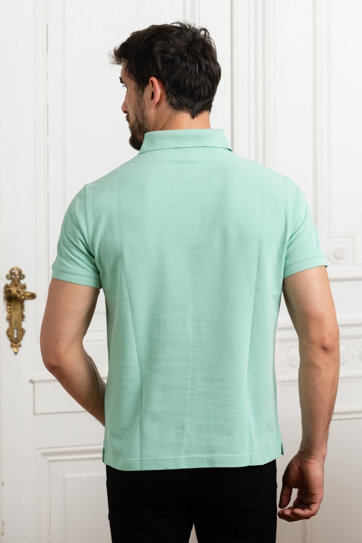 Pastel green men's polo shirt - Image n°2