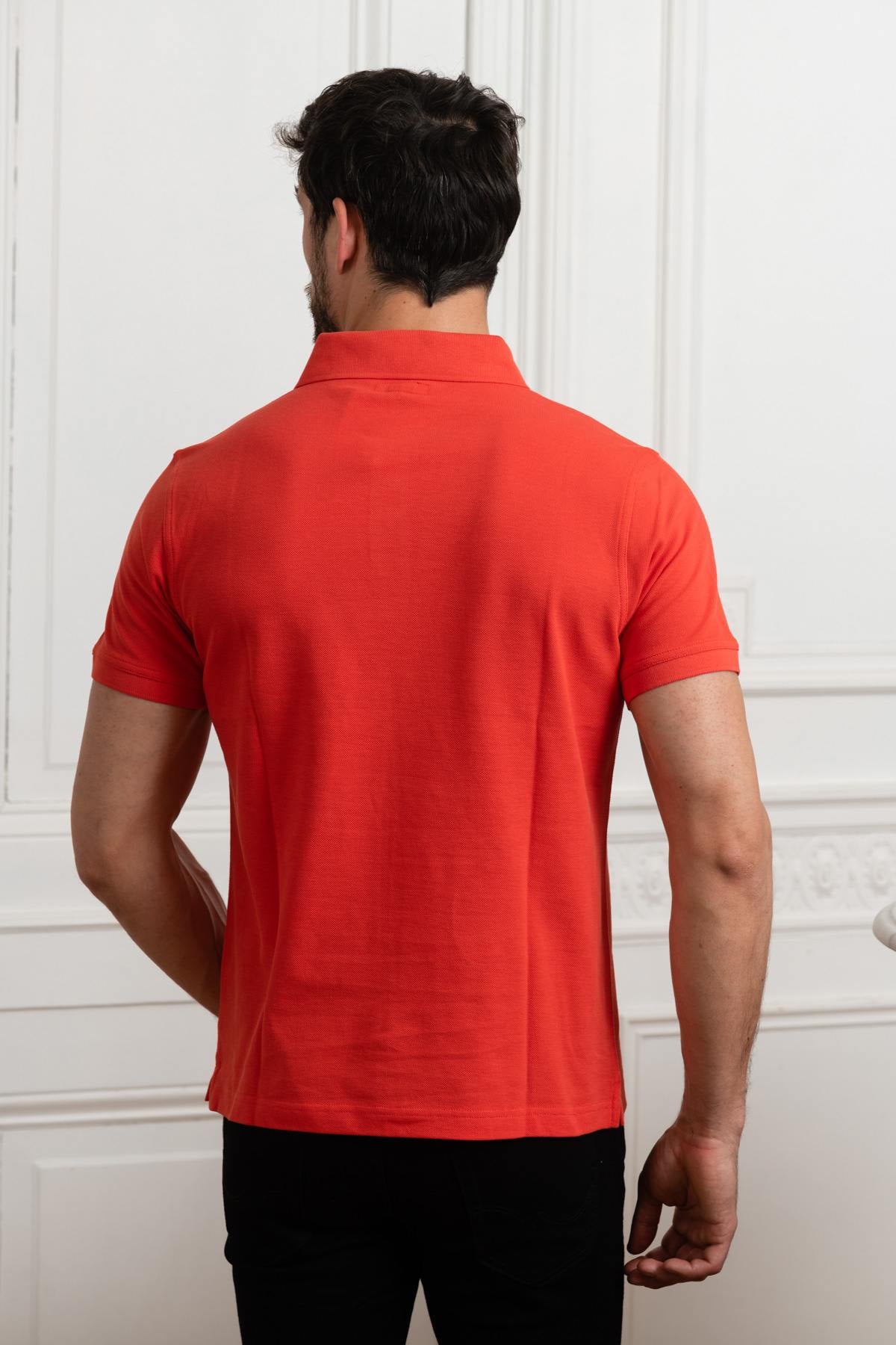 Men's brick red polo shirt - Image n°3