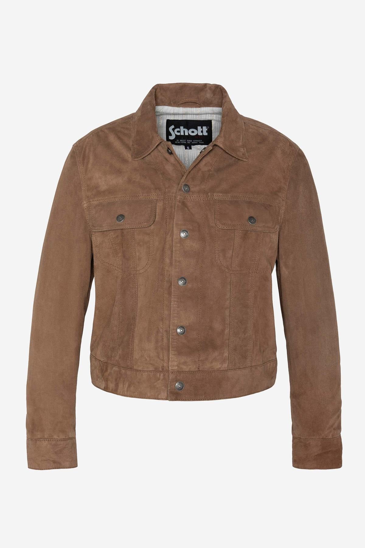 Camel suede goatskin trucker jacket - Image n°2