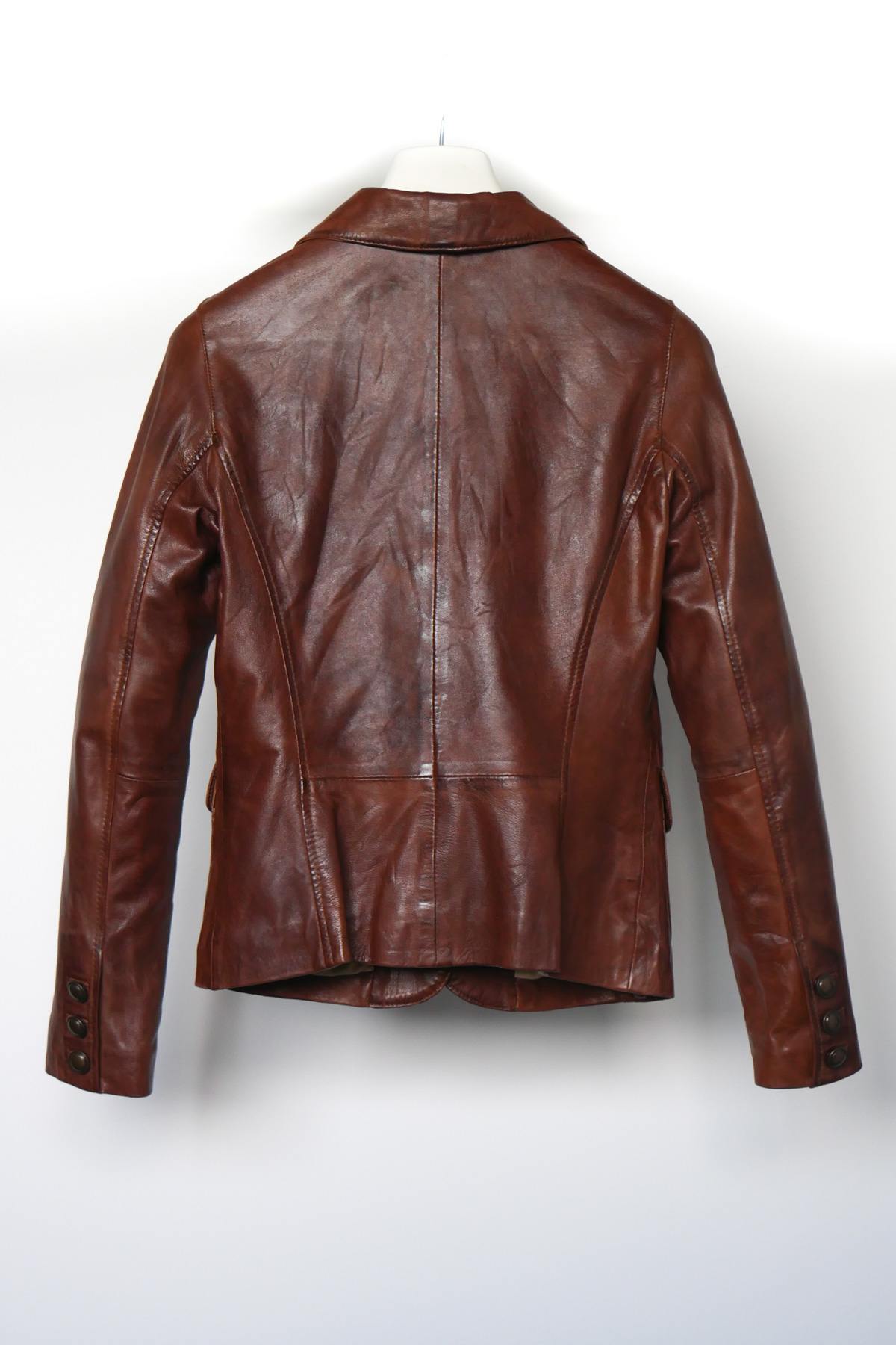 Women's brown lambskin blazer - Image n°2