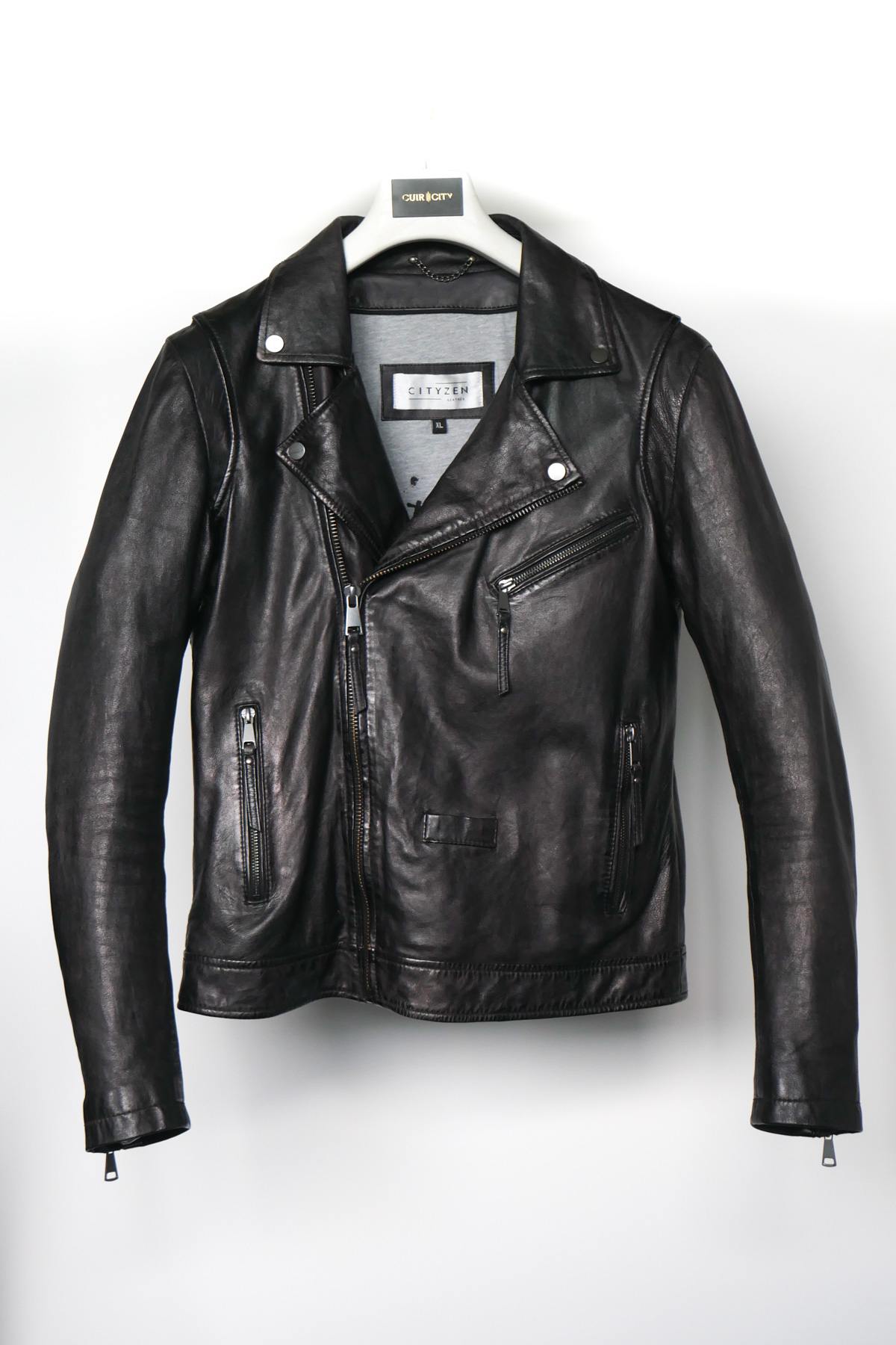 Men's black leather perfecto - Image n°1