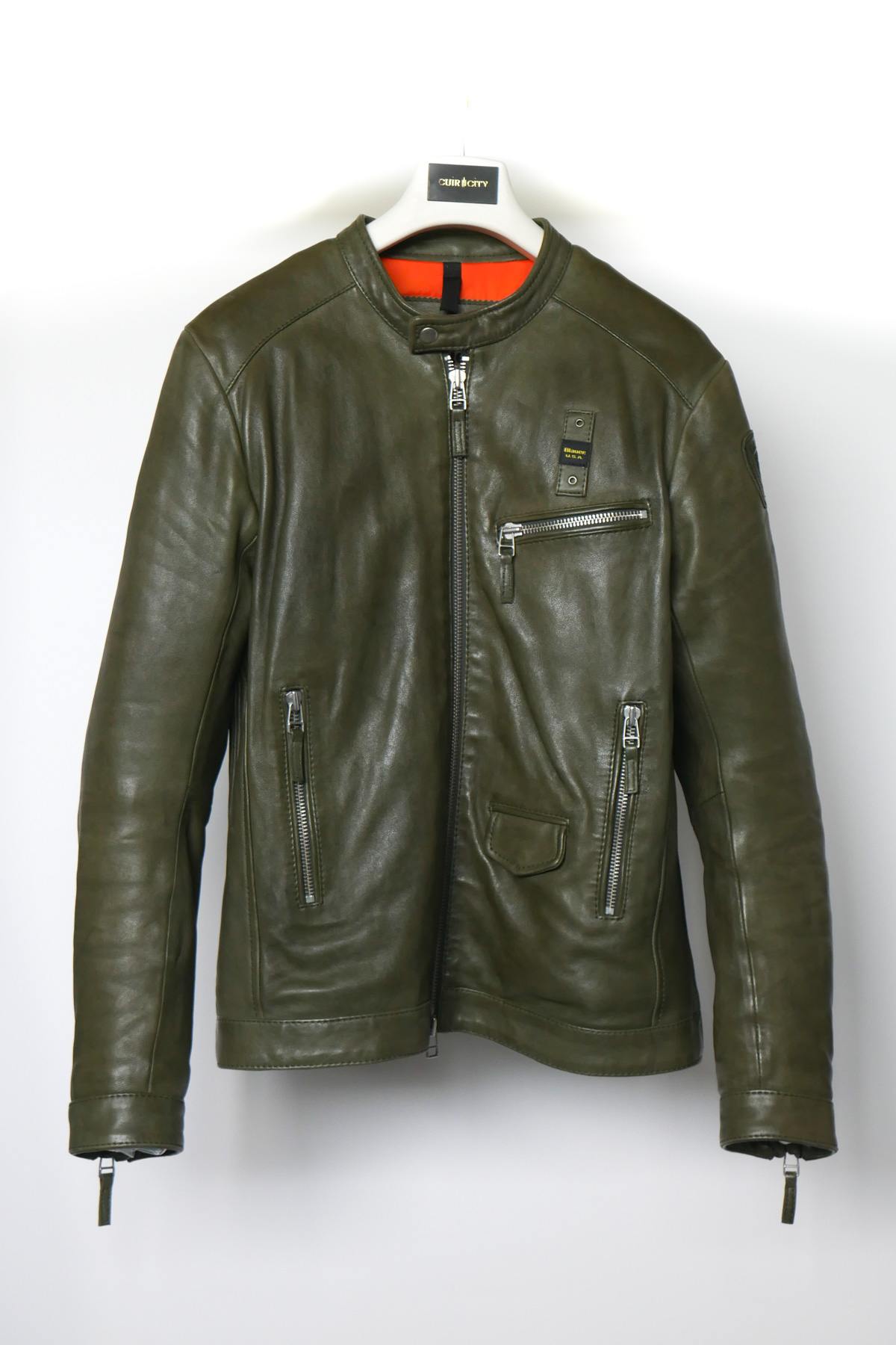 Men's khaki leather jacket - Image n°4