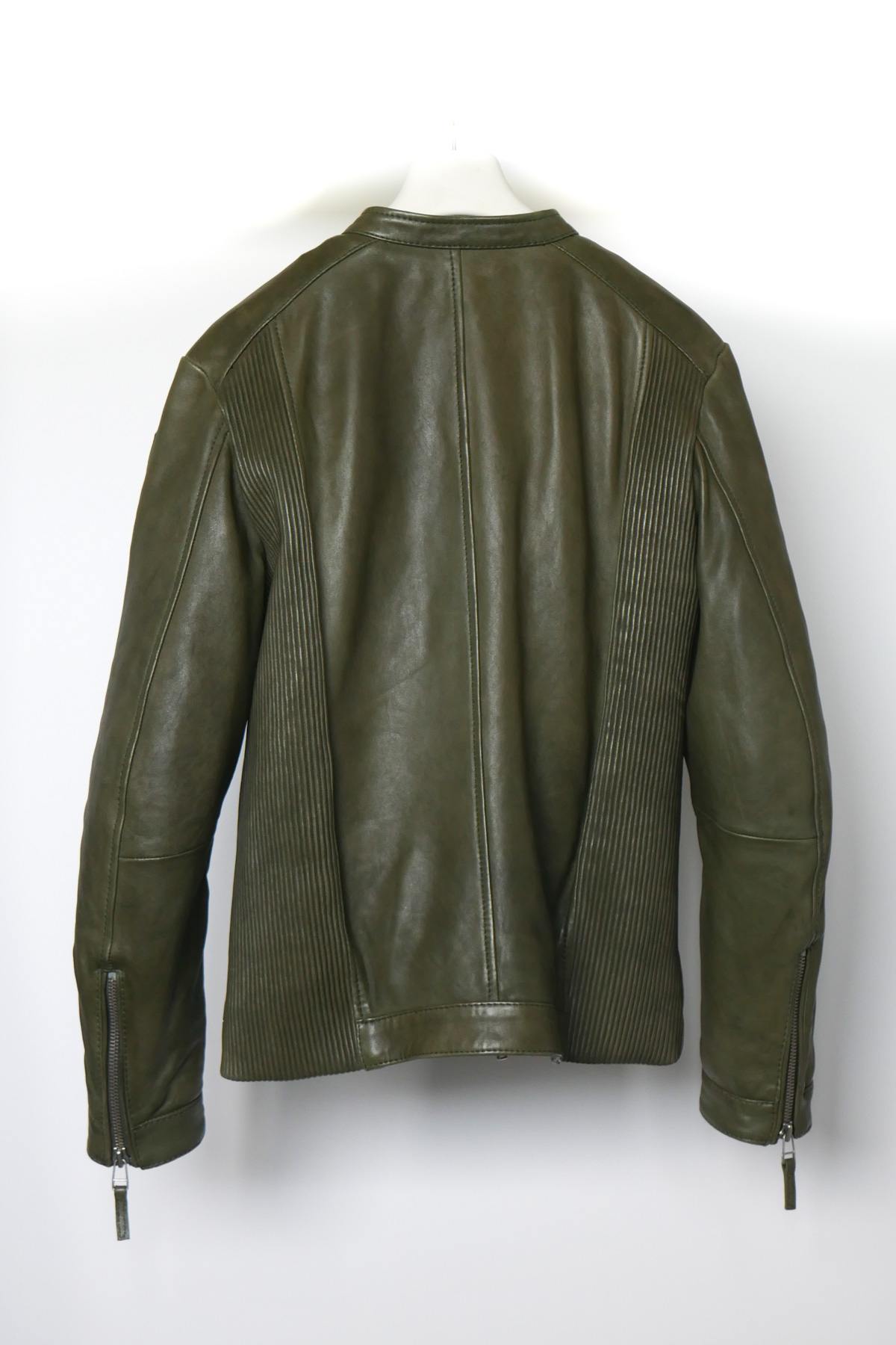 Men's khaki leather jacket - Image n°2