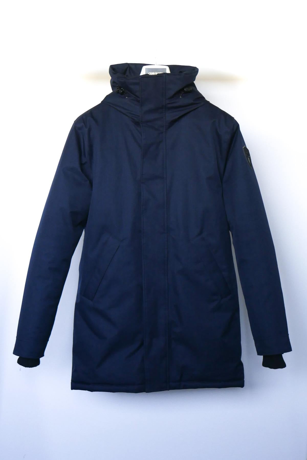 Men's navy blue polyester parka - Image n°4