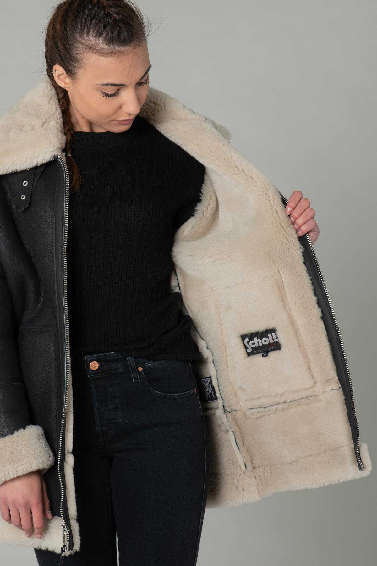 Long loose shearling coat - Image n°4