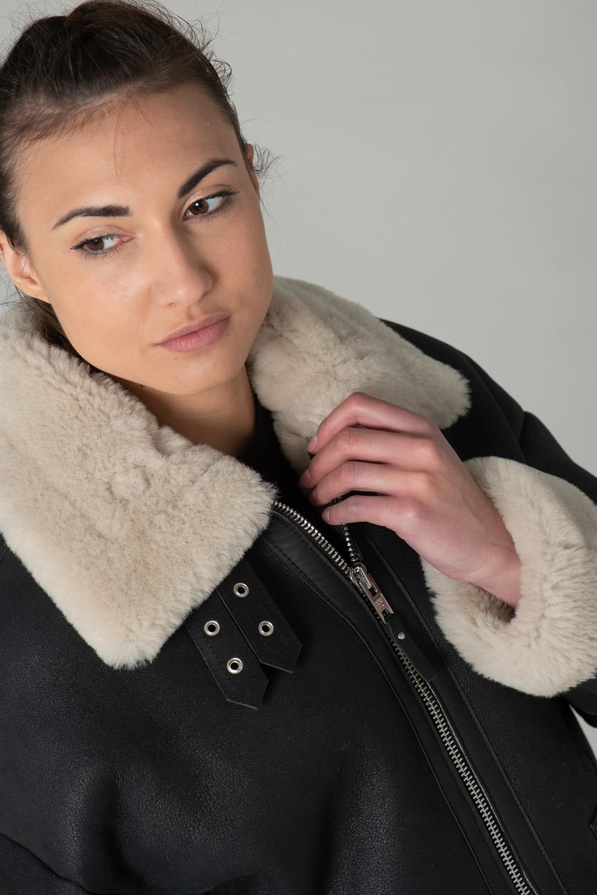 Long loose shearling coat - Image n°7